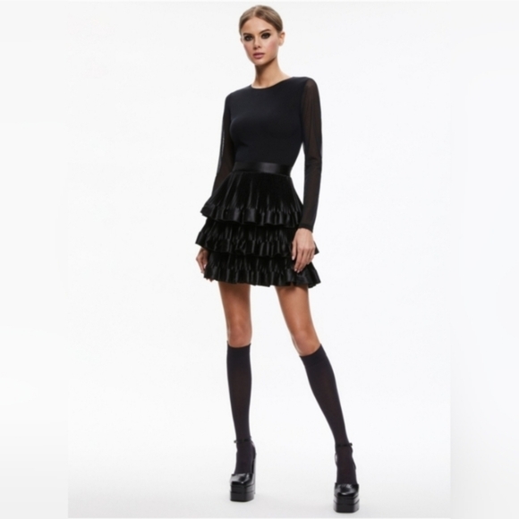 ALICE + OLIVIA CHARA TIERED RUFFLE MINI DRESSSIZE 6 $495 - Picture 10 of 16